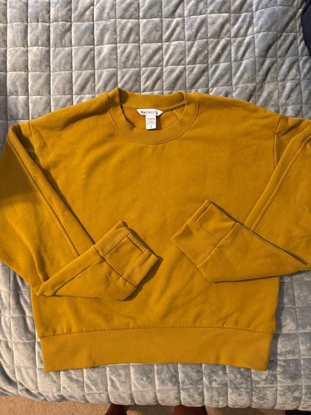 Athleta Mustard Crop Crewneck Sweatshirt Women's size Small